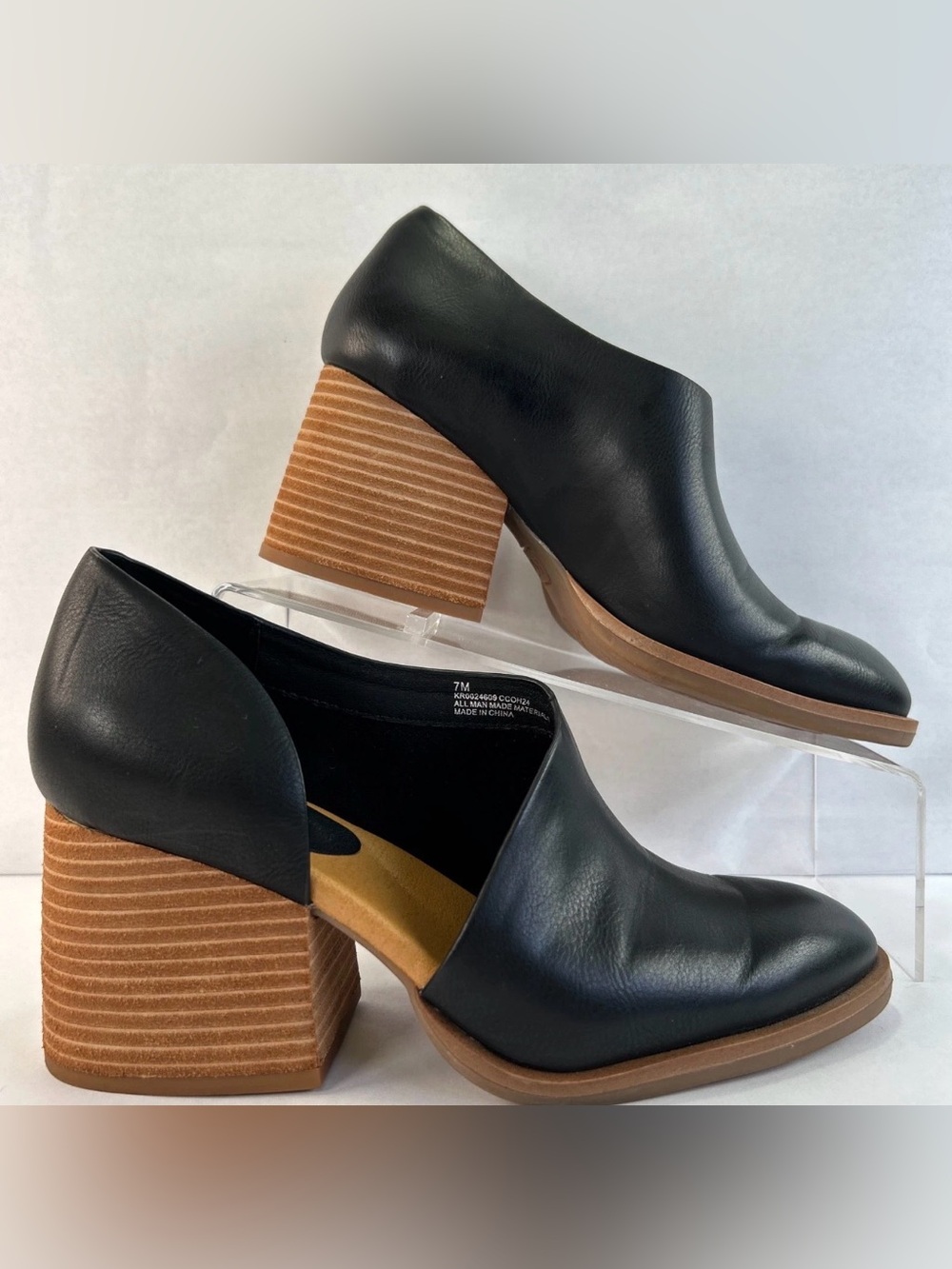 Korks Kayla Chunky Heel Pumps Womens 7M Black Slip On Almond Toe Dress Work Shoe